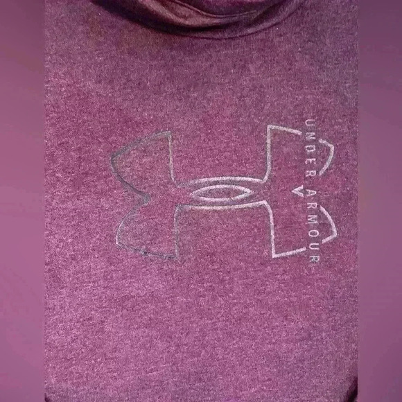 Under Armour Cowl Neck Hoodie Loose Size S Maroon Large Logo EUC - Picture 5 of 6